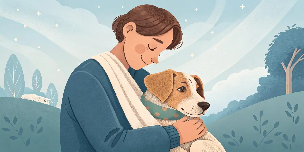 夢占いで犬を助ける夢の意味を解説。傷ついた犬を抱きかかえる人の姿が、支援や助け合いの心理を反映。